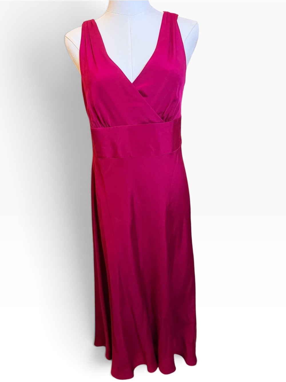 Vintage 2005 J.Crew Sophia Silk Tricotine Midi Dress Pink S 8 Holiday Cocktail